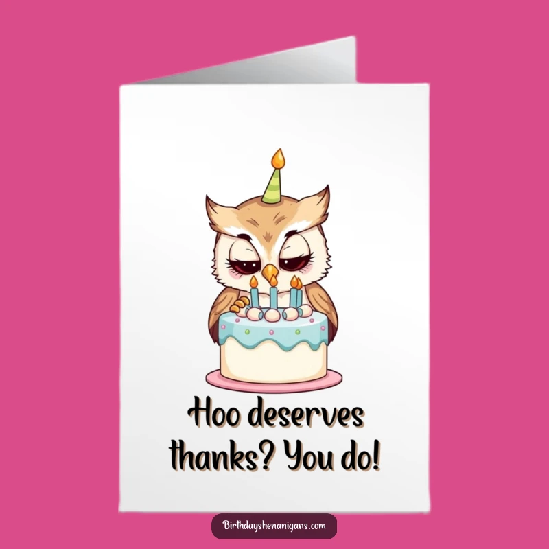 Free Printable Thank You Card: Owl Cake, Whimsical DIY Appreciation