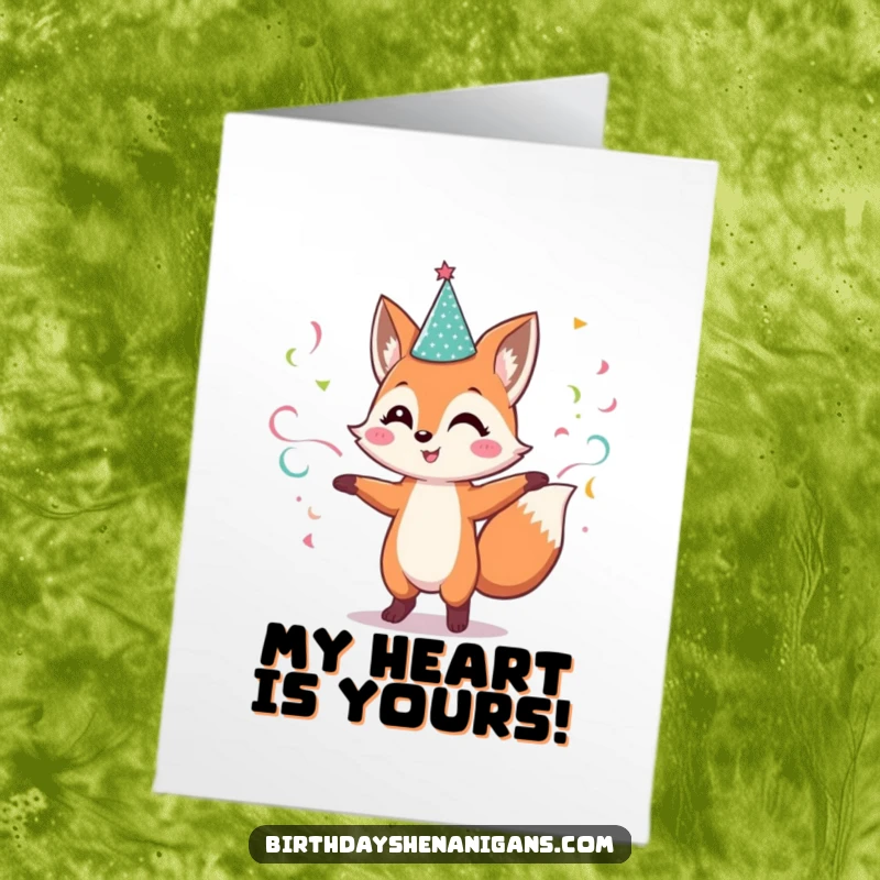 Funny Free Printable Thank You Card: Cheerful fox dances with streamers, conveying sincere thanks.
