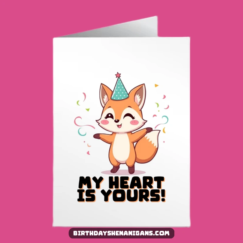 Free Printable Fox Thank You Card: Dancing Streamer Gratitude Downloadable