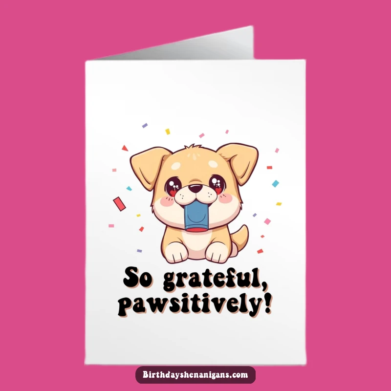 Free Printable Thank You Card: Dog with Confetti for a Cheerful DIY Download