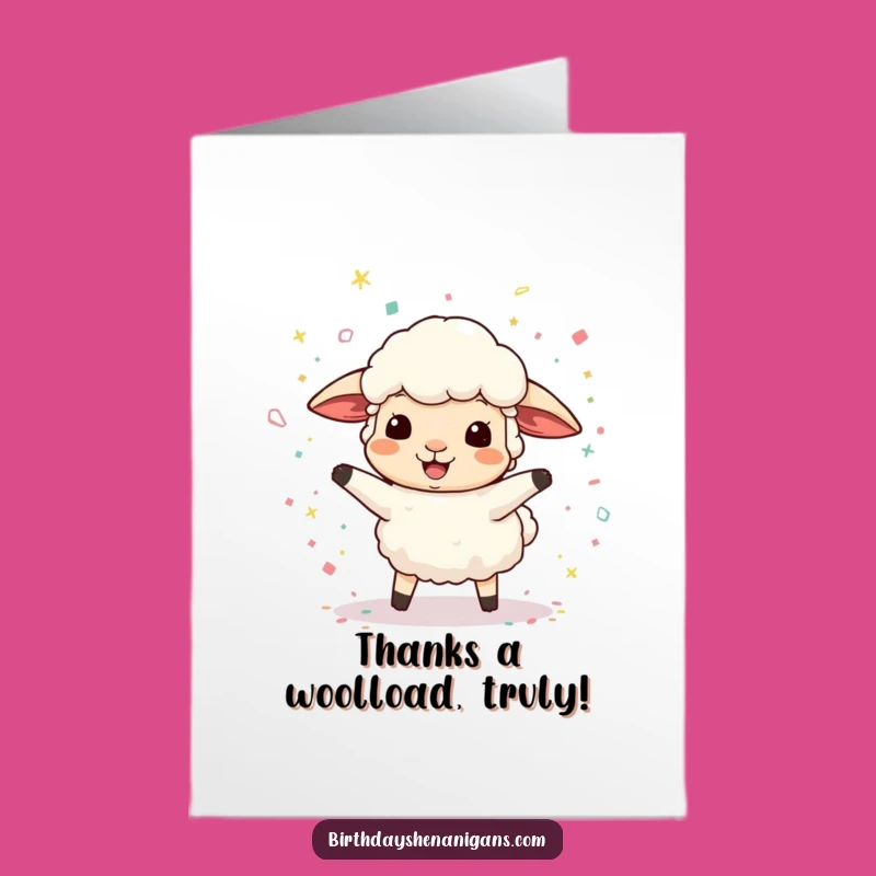 Free Printable Thank You Card: Bouncing Sheep Confetti for a Humorous Downloadable Gift