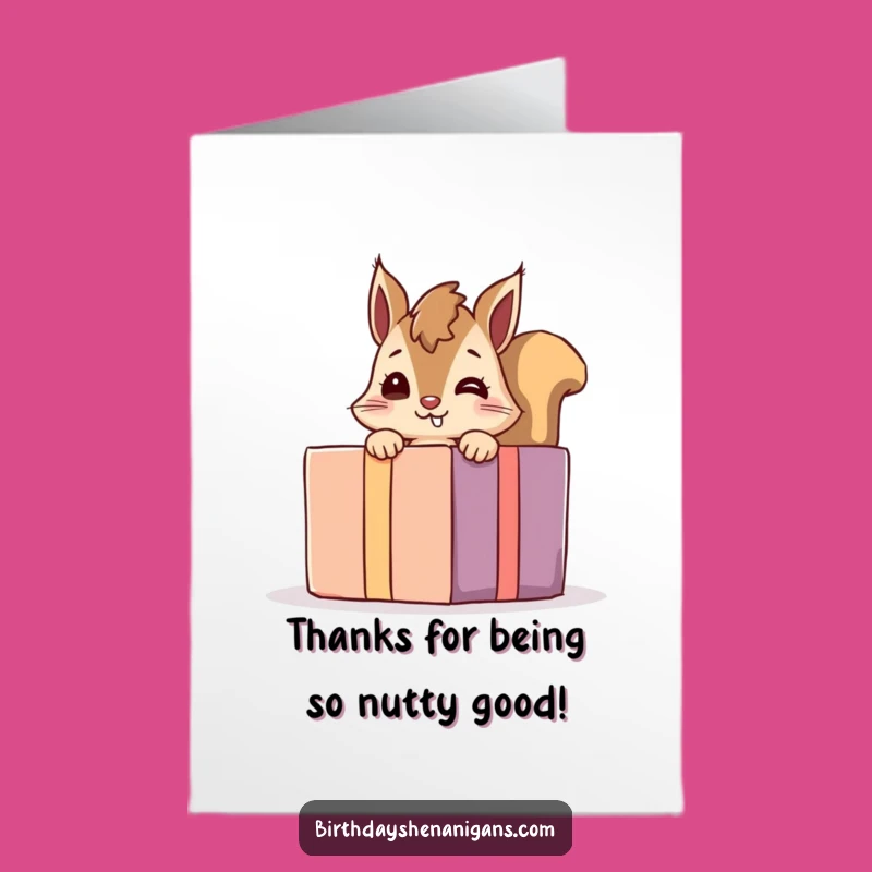 Free Printable Giggling Squirrel Thank You Card: Funny Downloadable for Playful Thanks!