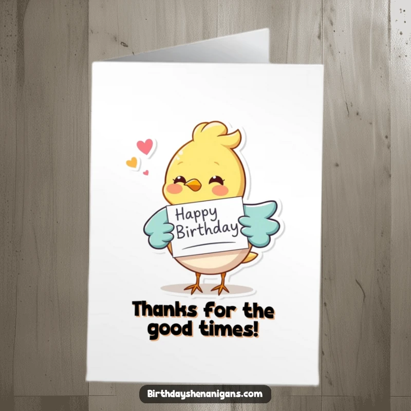 Funny Free Printable Thank You Card: A whimsical bird happily delivers a message card with a cheerful chirp, offering thanks.