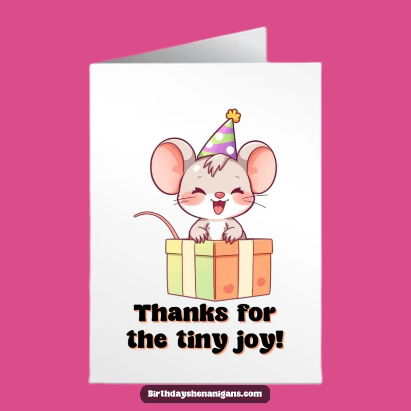 Free Printable Thank You Card: Giggling Mouse Gift Box Appreciation Downloadable