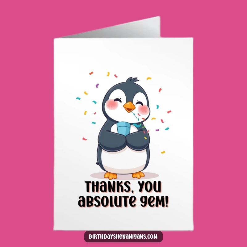 Free Printable Thank You Card: Penguin Popper Thanks, Humorous DIY Gift