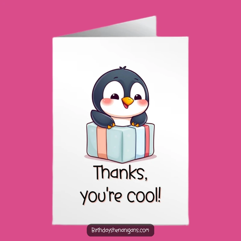 Free Printable Penguin Thank You Card: Gift-Sliding Gratitude for a Funny Downloadable Gift