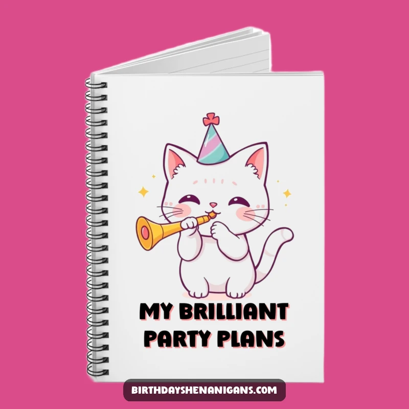 Funny Kawaii Cat Birthday Notebook - Jot Down Party Plans!