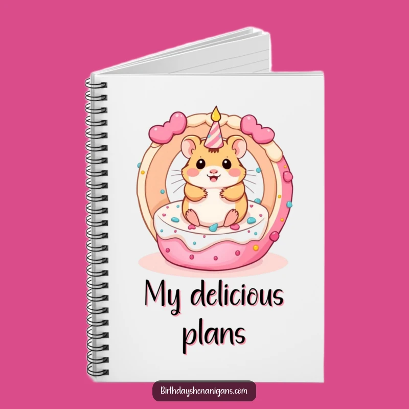 Funny Kawaii Hamster Notebook - Rolling Cake Birthday Journal
