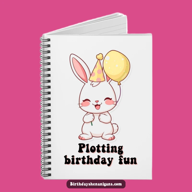 Funny Birthday Bunny Notebook: Cheerful Character, Hat & Balloon, Journal Gift