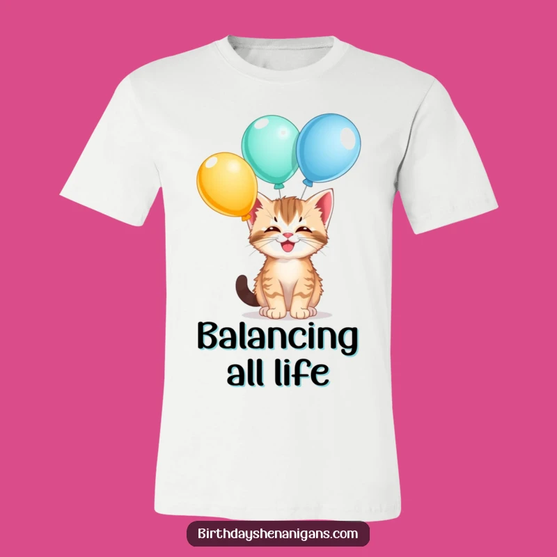 Funny Kitten Balloon T-Shirt - Hilarious Cat Tee for Playful Souls