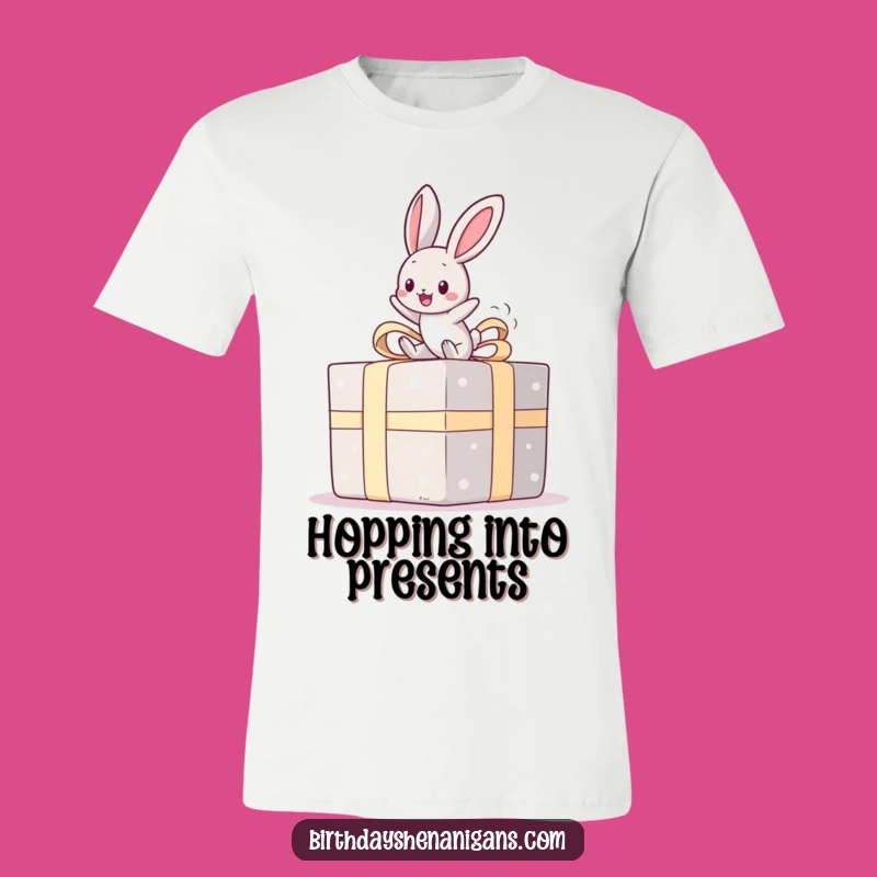 Funny Kawaii Bunny Present Bounce T-Shirt: Wear Your Happiness Out Loud
