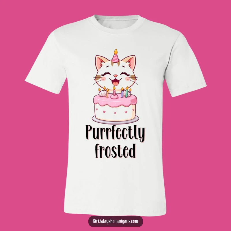 Funny Kawaii Cat Birthday Tee: Hilarious Gift for Cake-Loving Felines Fans