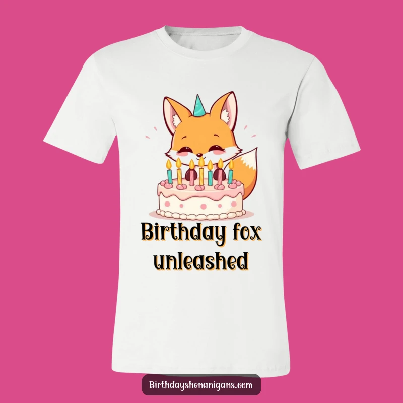 Funny Kawaii Fox Birthday Grin T-Shirt: Wear Your Celebration!