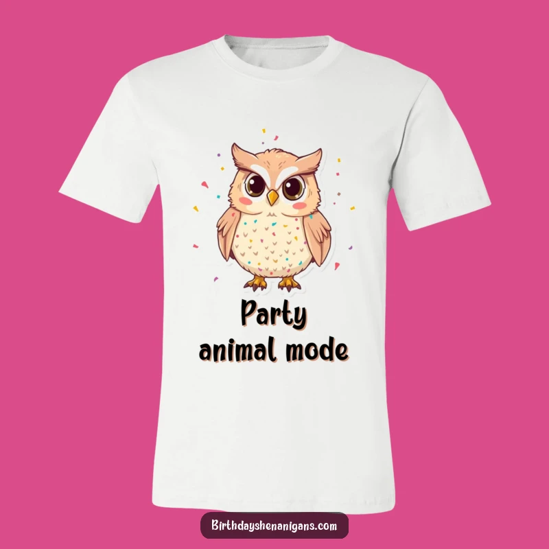 Funny Mischievous Owl Confetti T-Shirt: Wear Your Party Spirit Loudly