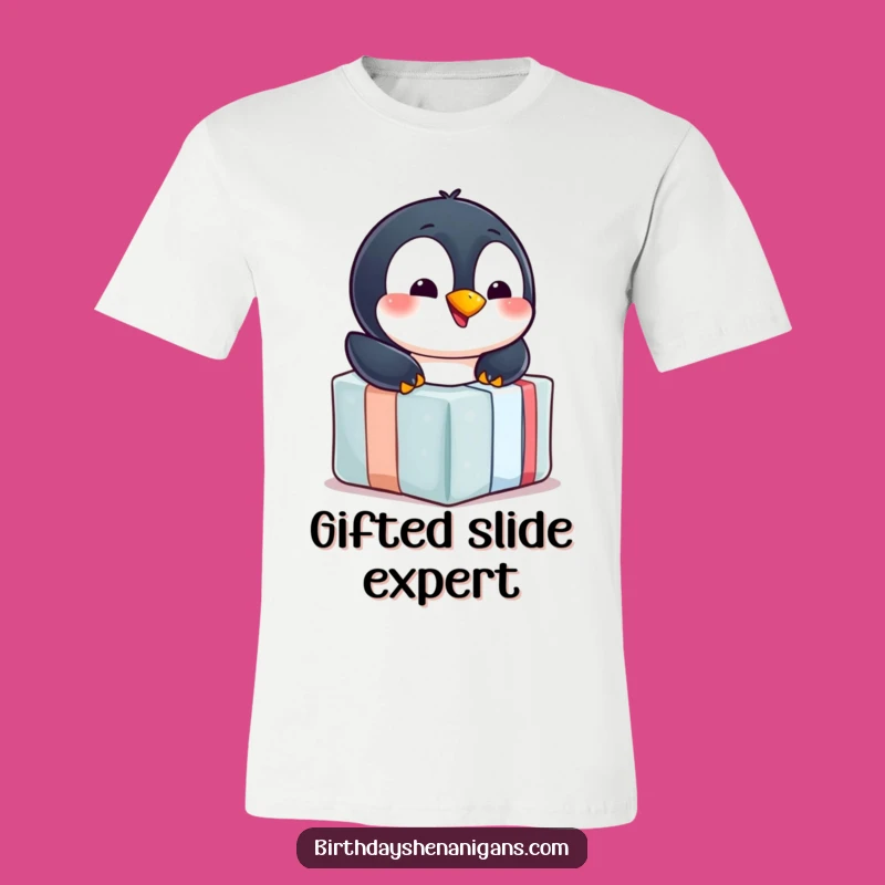 Funny Penguin Gift Slide T-Shirt - Hilarious Winter Tee for Fun Lovers