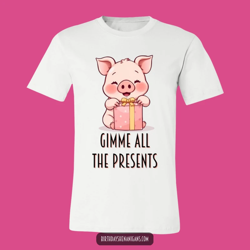 Funny Kawaii Pig Gift Enthusiast Tee: Wear Your Excitement Hilariously!