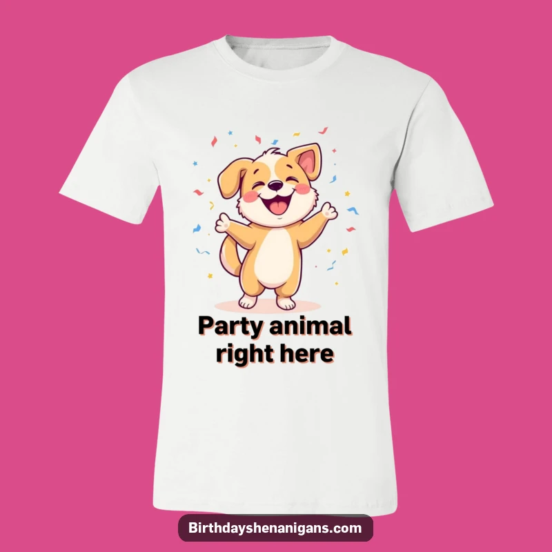 Funny Dancing Dog T-Shirt: Joyful Pup w/ Confetti, Hilarious Gift Idea!