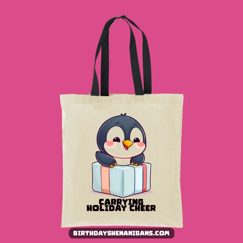 Funny Penguin Gift Slide Tote Bag - Carry Your Winter Essentials with Joy