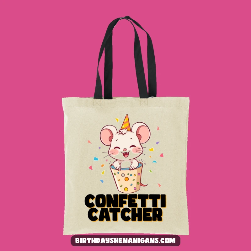 Funny Giggling Mouse Party Popper Tote Bag: Carry Your Essentials with Hilarious Festive Flair