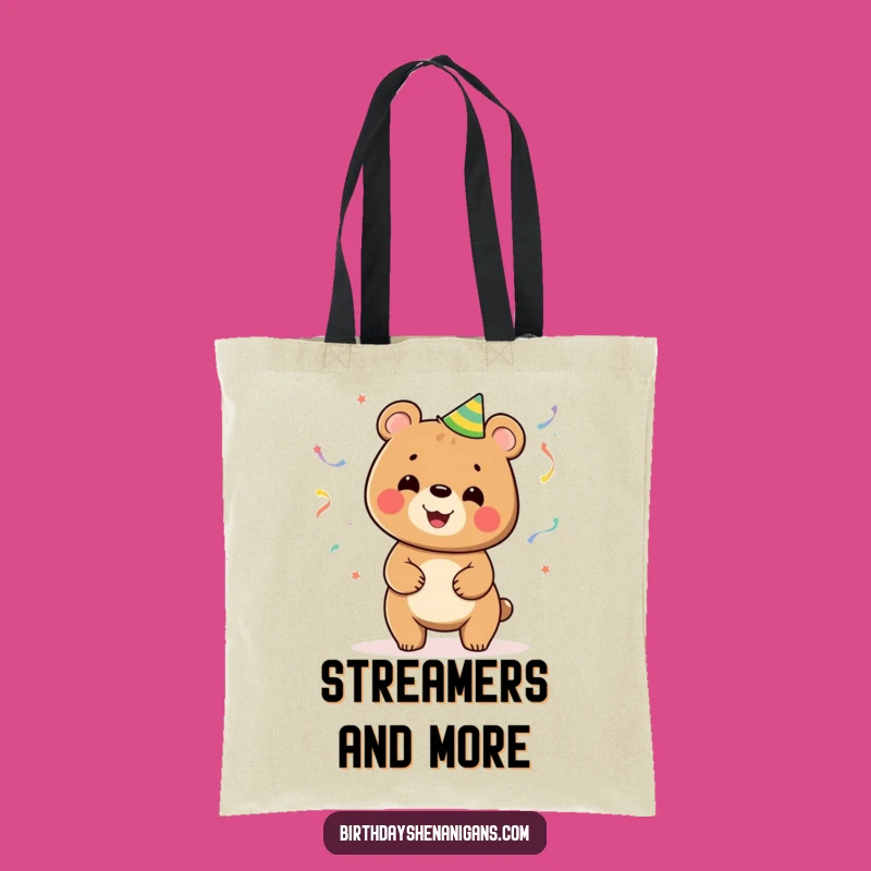 Funny Bear Juggling Streamers Tote Bag: Carry Your Fun Everywhere!