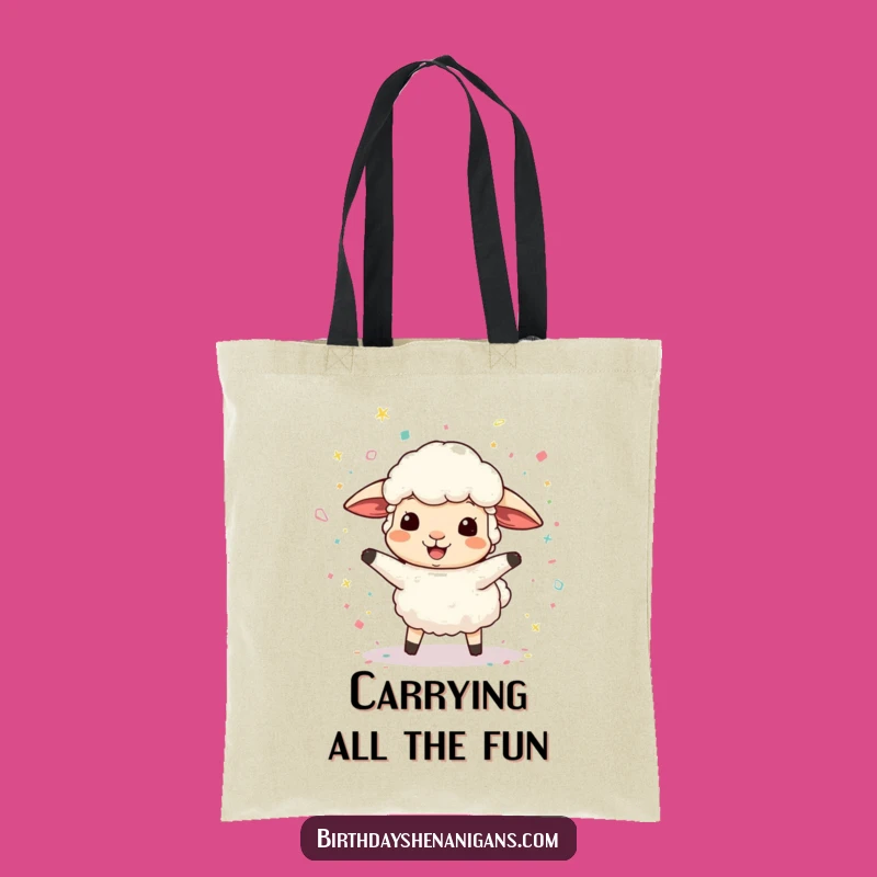 Funny Bouncing Sheep Confetti Tote Bag: Carry Your Laughs with this Hilarious Animal!
