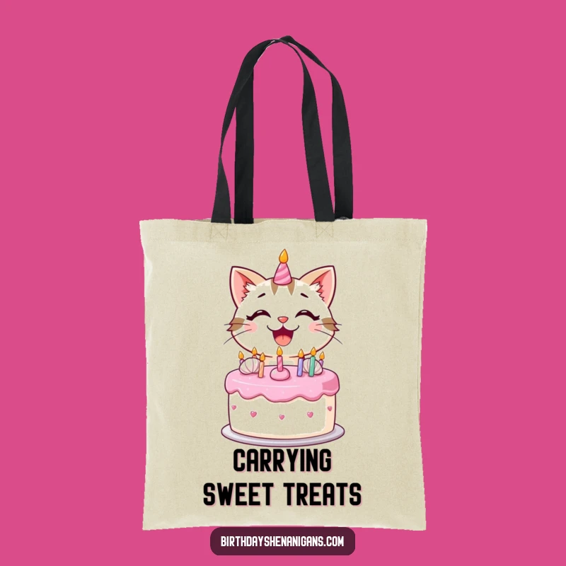 Funny Kawaii Cat Cake Tote Bag: Hilarious Gift for Stylish Cat Moms