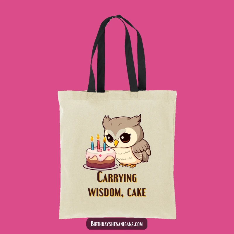 Funny Owl Birthday Cake Tote Bag: Carry Your Curiosity in Style!