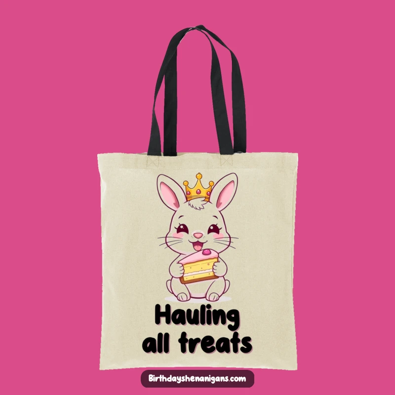 Funny Rabbit Cake Tote Bag - Carry Your Royal Treats with Style