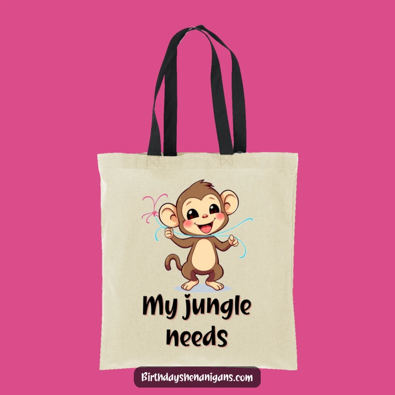 Funny Monkey Party Tote Bag, Playful Monkey Streamer Dance - Handy Funny Gift