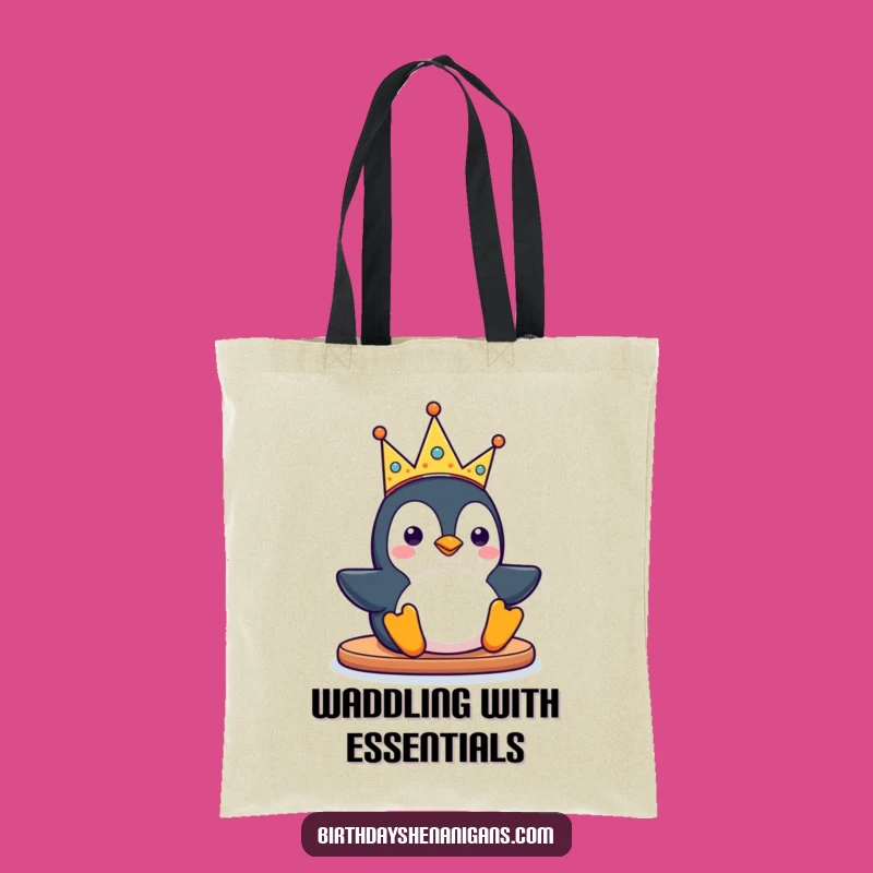 Funny Kawaii Penguin Tote Bag: Sliding Crown Style, a Chic Gift